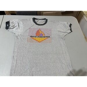 Vintage 80s Verbatim Great Performer Ringer T-Shirt 50/50 Heather Gray Lg 2 Lot